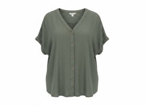 Orvis Classic Collection Women's Olive Green Textured VNeck Button Front XL